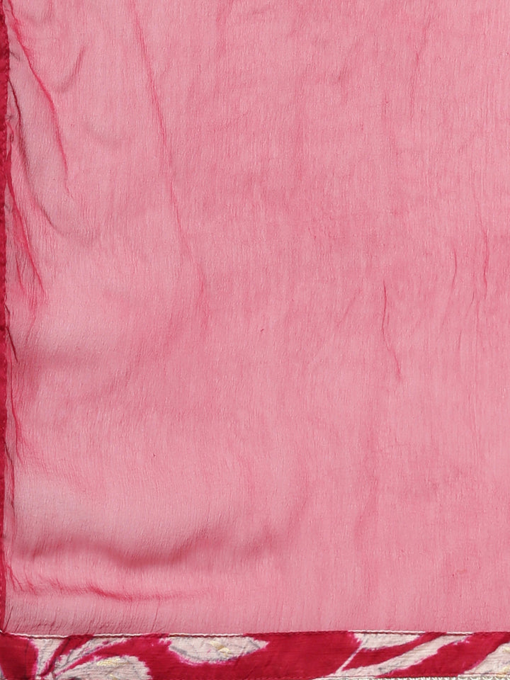 Neerus Pink floral printed straight suit set - detail view 4