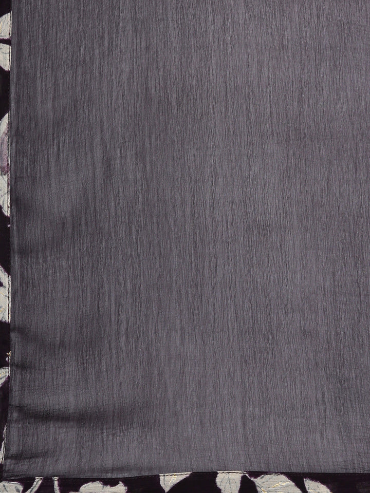 Neerus Purple printed floral straight suit set - detail view 4