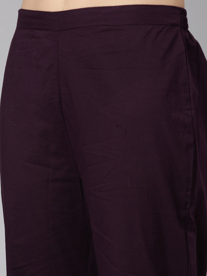 Neerus Purple Regular Straight Floral Kurta And  Trousers With Dupatta
