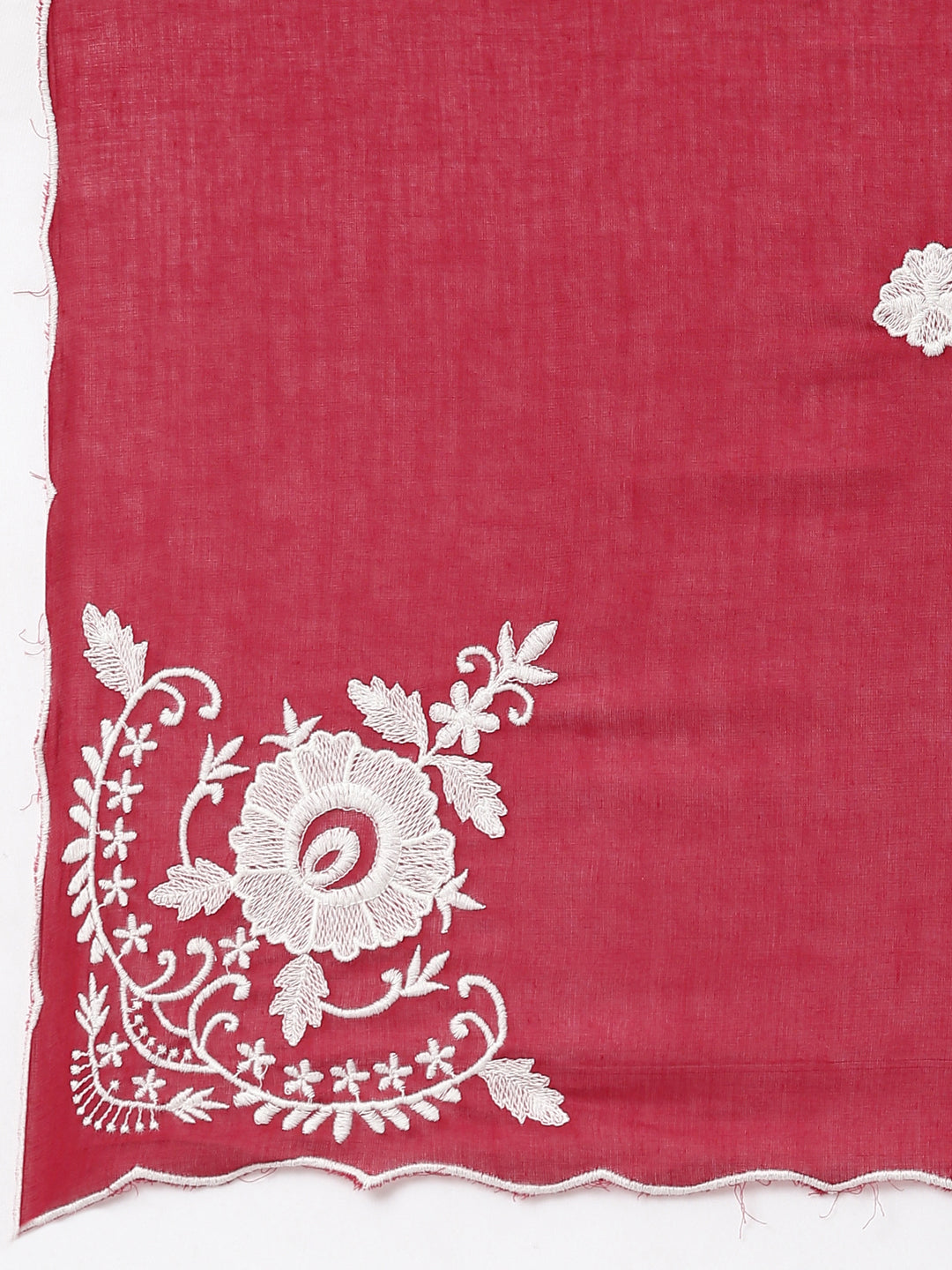 Neerus Red Regular Straight Floral Kurta And  Trousers With Dupatta