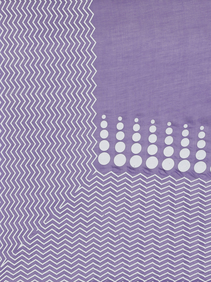 Neerus Lavender Printed Straight Kurta and Trousers With Dupatta