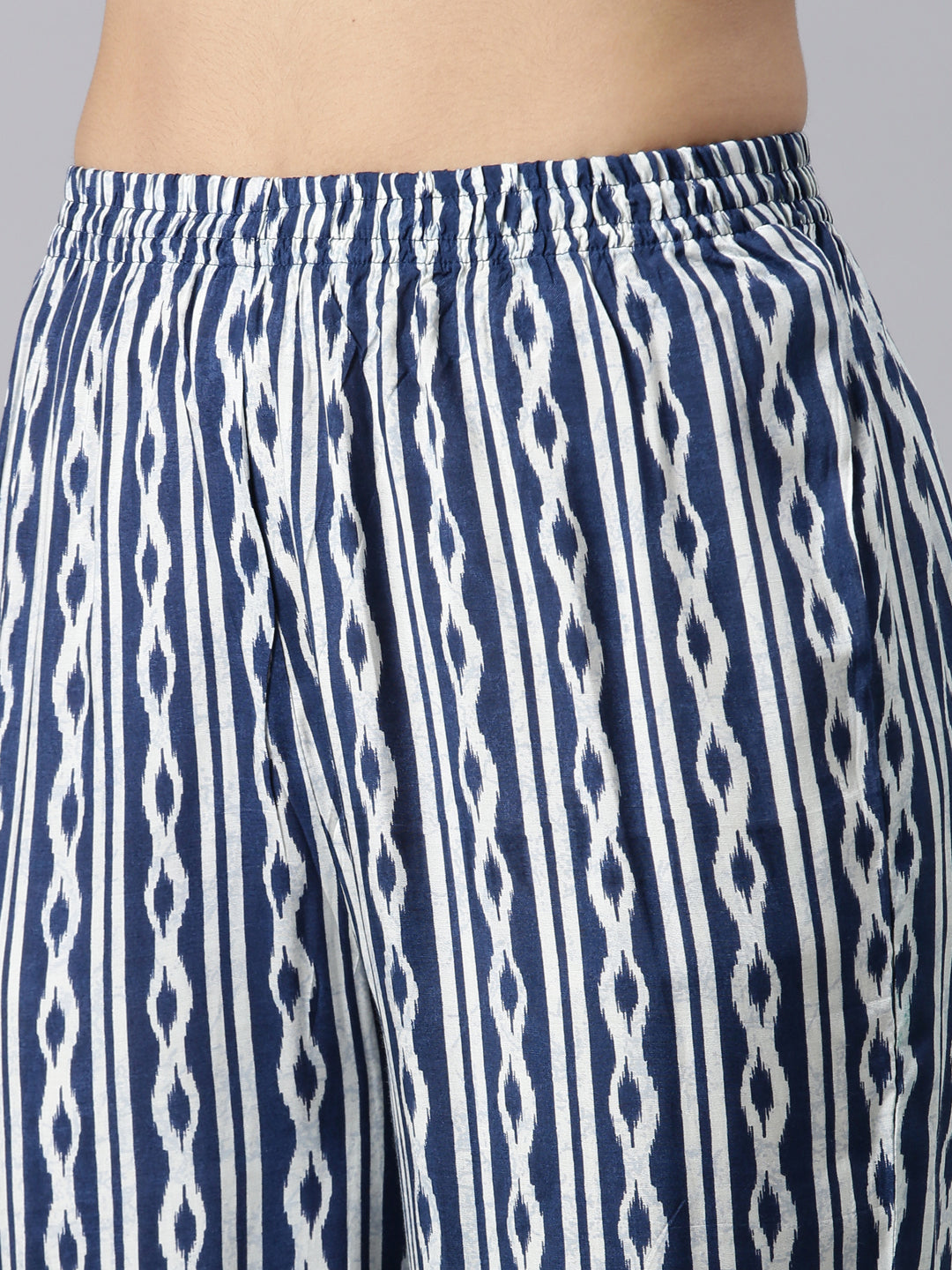 Neerus Blue Regular Straight Printed Kurta and Trousers With Dupatta