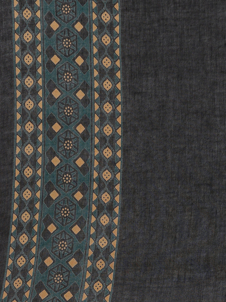 Neerus Black Printed Anarkali Kurta and Trousers With Dupatta