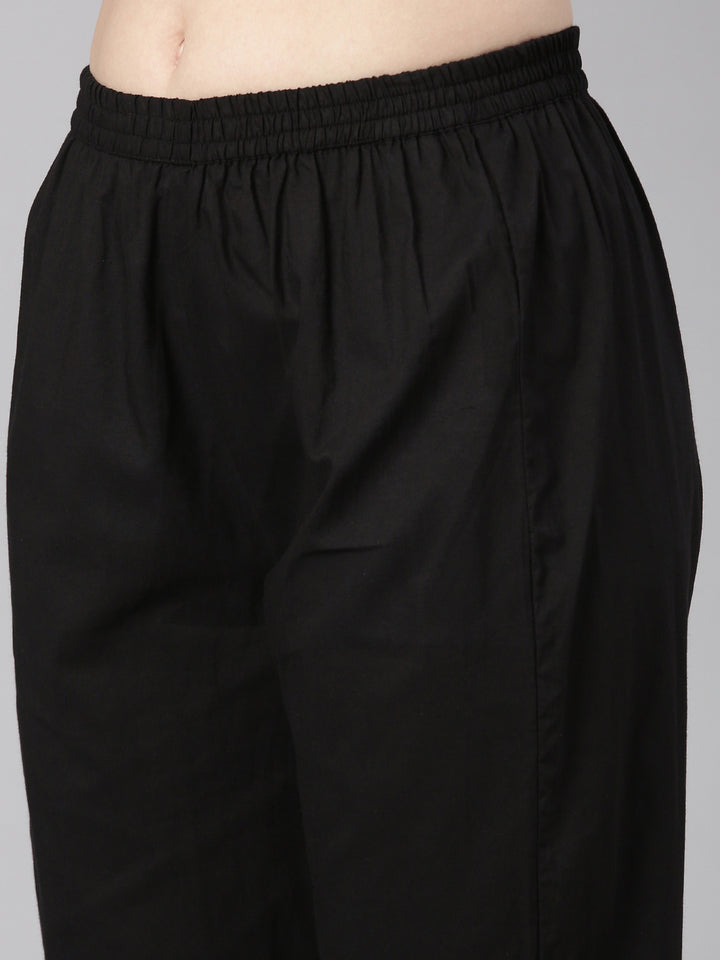 Neerus Black Printed Anarkali Kurta and Trousers With Dupatta