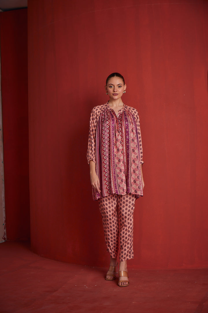 Neerus Womens Peach Color Co-Ords Set