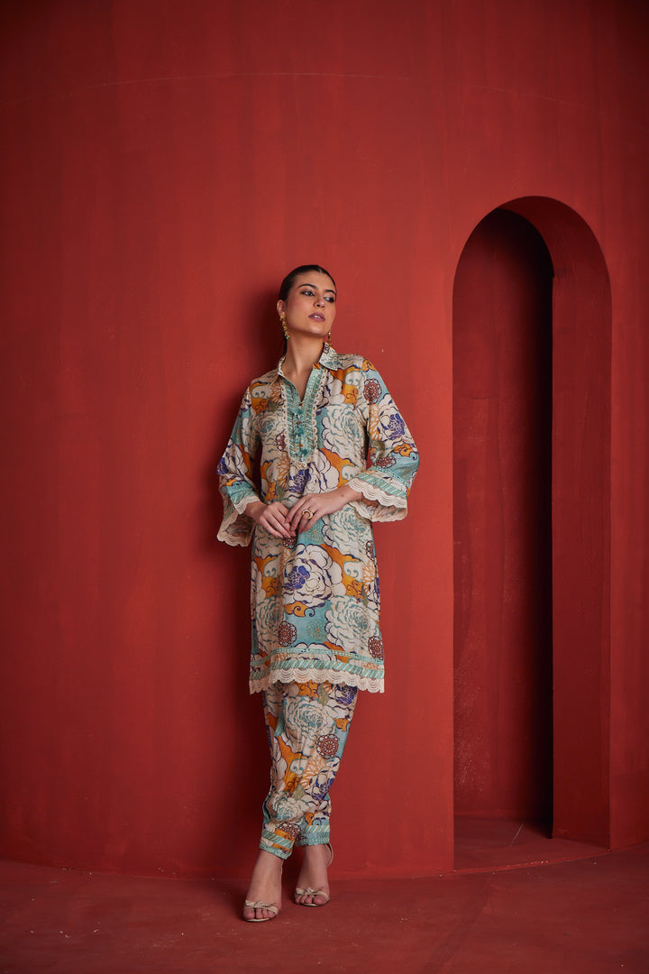 Neerus Womens Sea Green Color Kurta Set