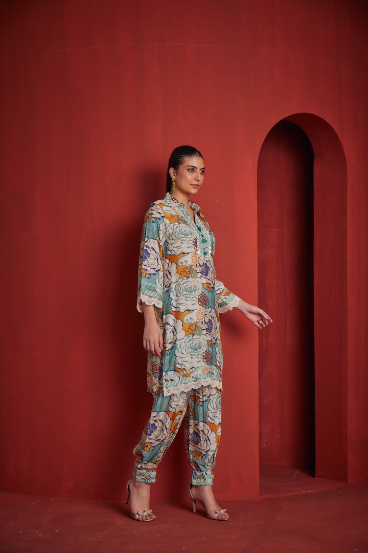 Neerus Womens Sea Green Color Kurta Set