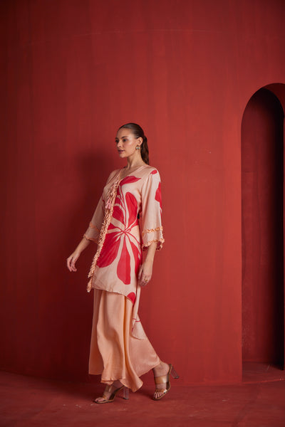NEERU'S WOMENS PINK MUSLIN FABRIC KURTA PANT