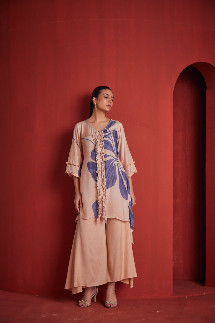 Neerus Womens Purple Muslin Fabric Co Ord