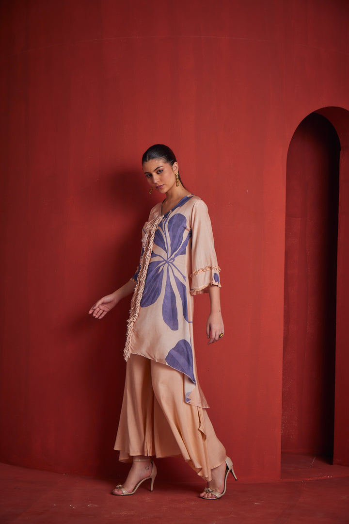 Neerus Womens Purple Muslin Fabric Co Ord