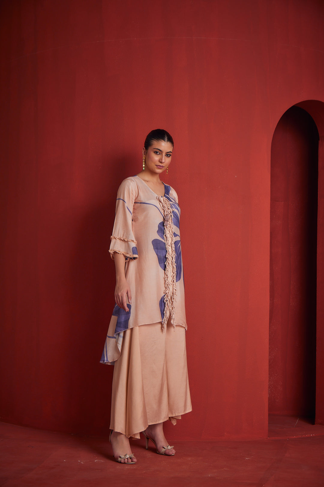 Neerus Womens Purple Muslin Fabric Co Ord