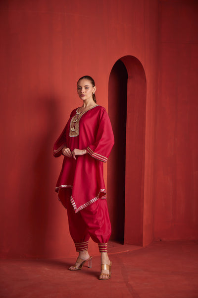 NEERU'S WOMENS RANI COLOR CHANDERI FABRIC  KURTA SALWAR