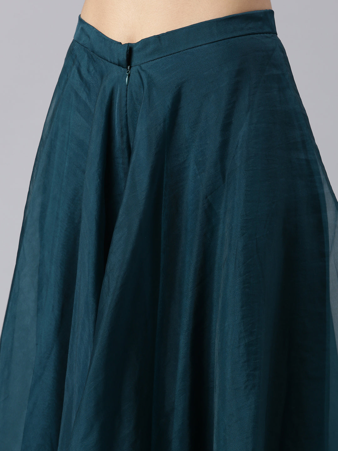 Neerus Blue organza printed asymmetric co-ord set - detail view 3