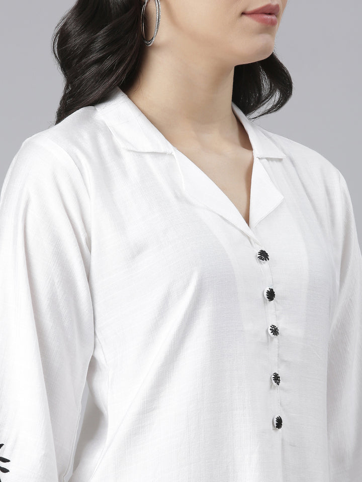Neerus White floral printed kurta set - detail view 1