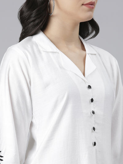 Neeru's White Regular Straight Floral Kurta And Palazzos
