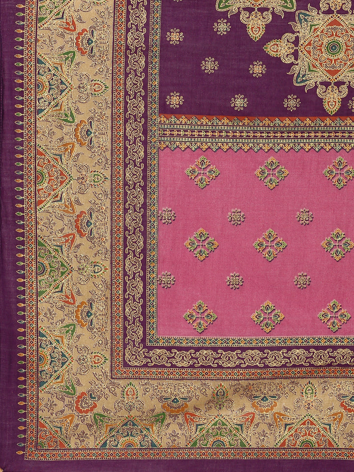 Purple Muslin suit with banarasi dupatta