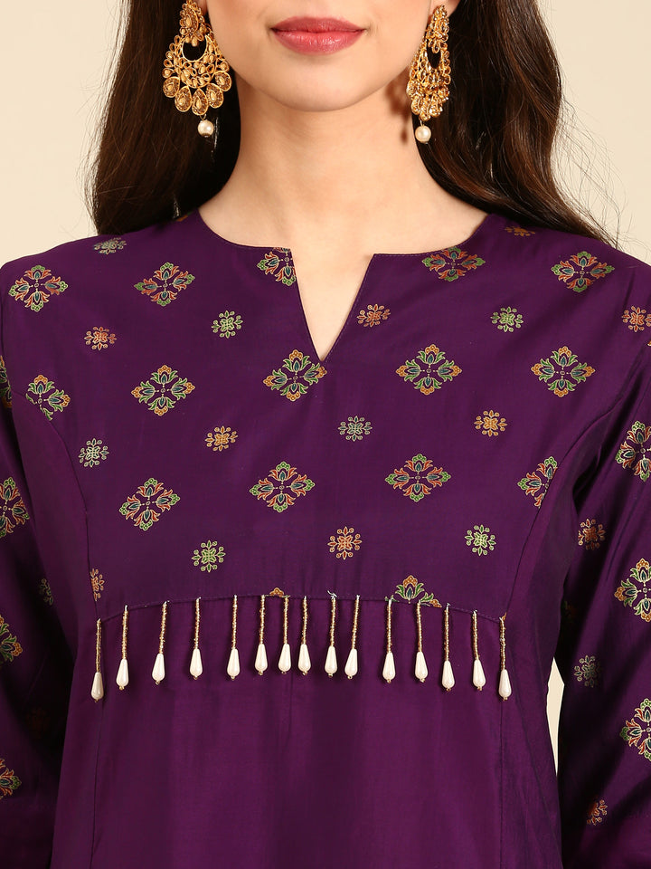 Purple Muslin suit with banarasi dupatta