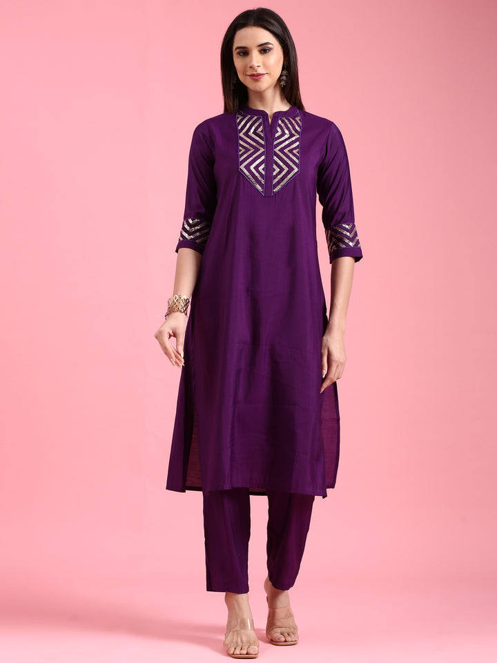 Purple Dola Silk Two Piece Set