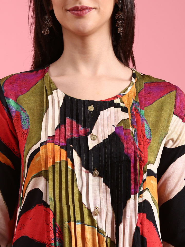 Mehadi Green Rayon Two Piece Set