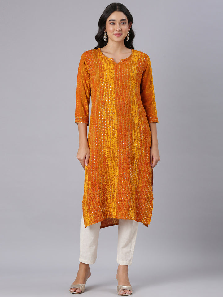 Neerus Gold Straight Casual Solid Kurtas
