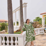 Neerus Green A-Line Casual Floral Kurtas