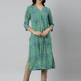 Neerus Green Casual Ethnic Motifs Straight Kurtas