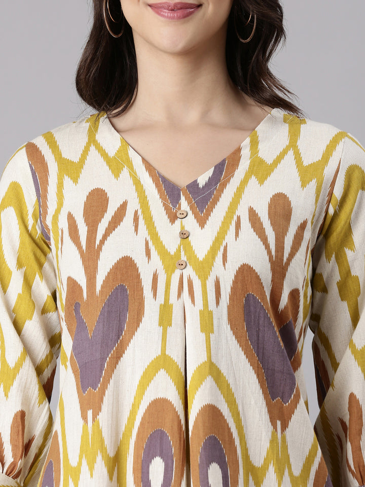 Lemon Cotton Flex Printed Kurta