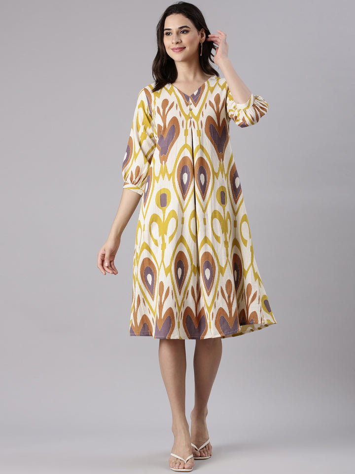 Lemon Cotton Flex Printed Kurta