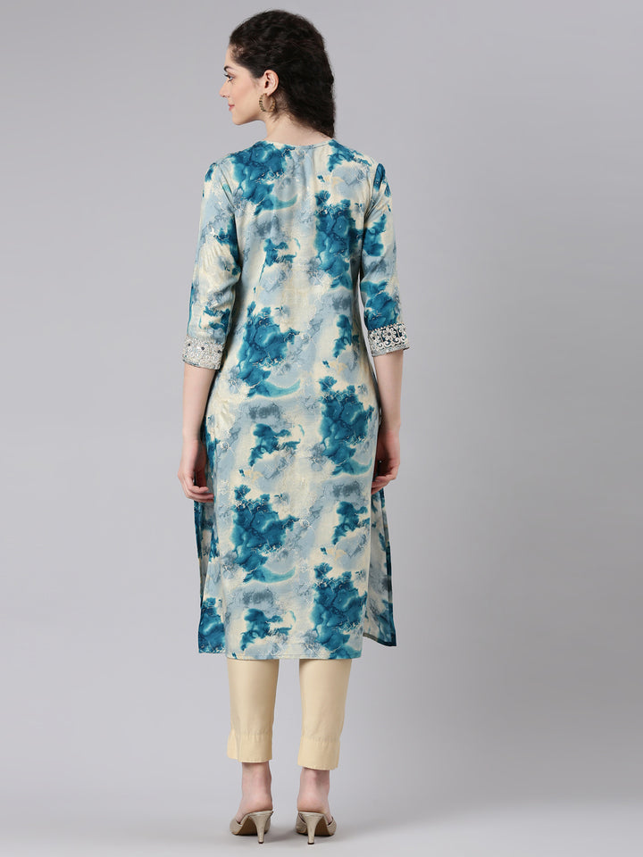 Neerus Blue Straight Casual Straight Kurta