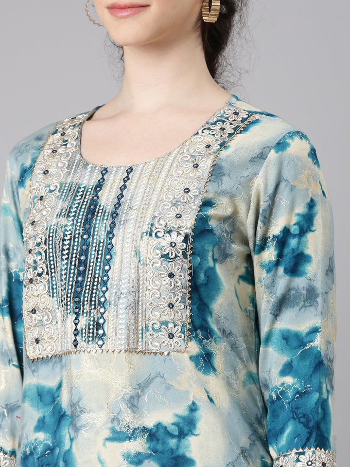 Neerus Blue Straight Casual Straight Kurta