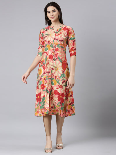Neerus Multi Regular Straight Floral Kurtas