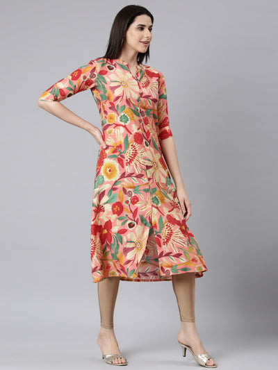 Neerus Multi Regular Straight Floral Kurtas