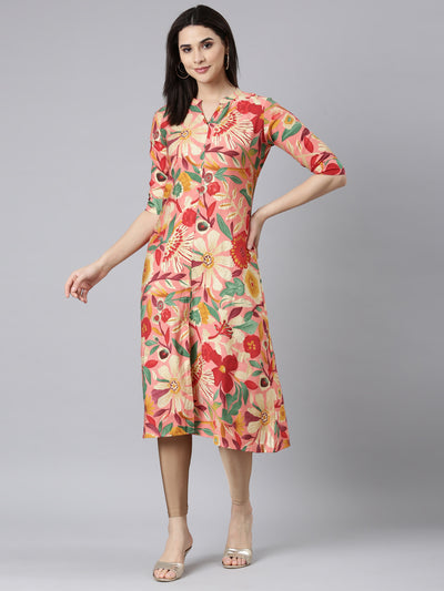 Neerus Multi Regular Straight Floral Kurtas