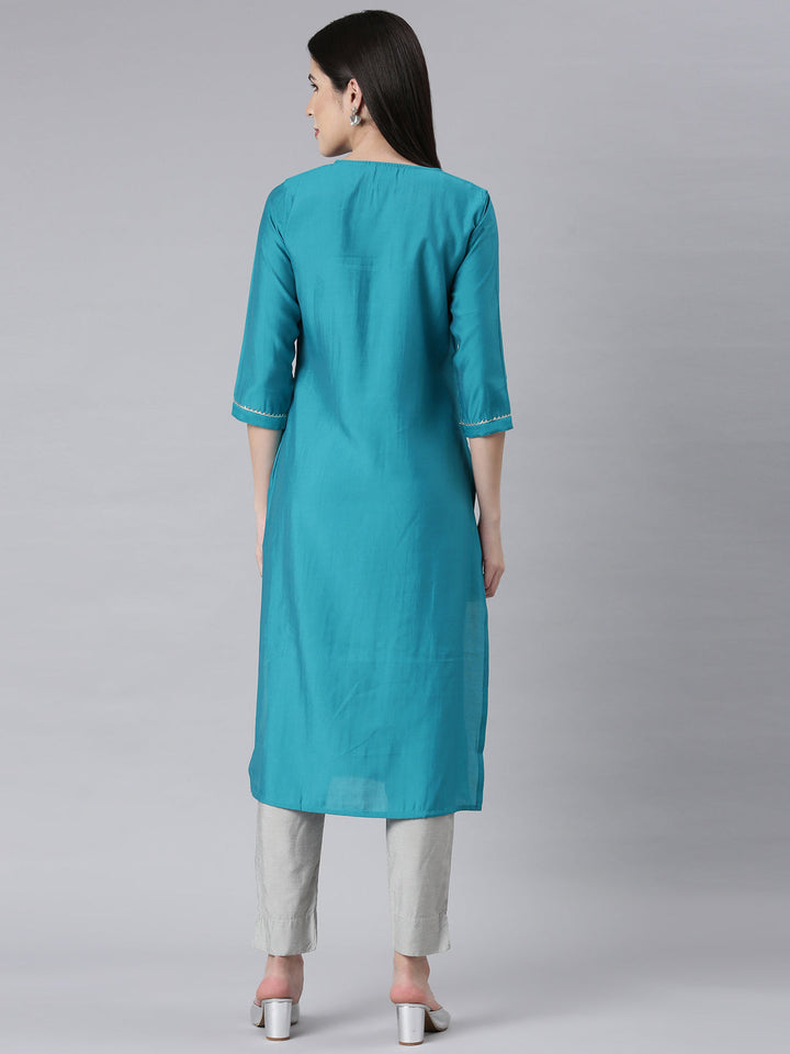 Neerus Green embellished panelled kurti - side view