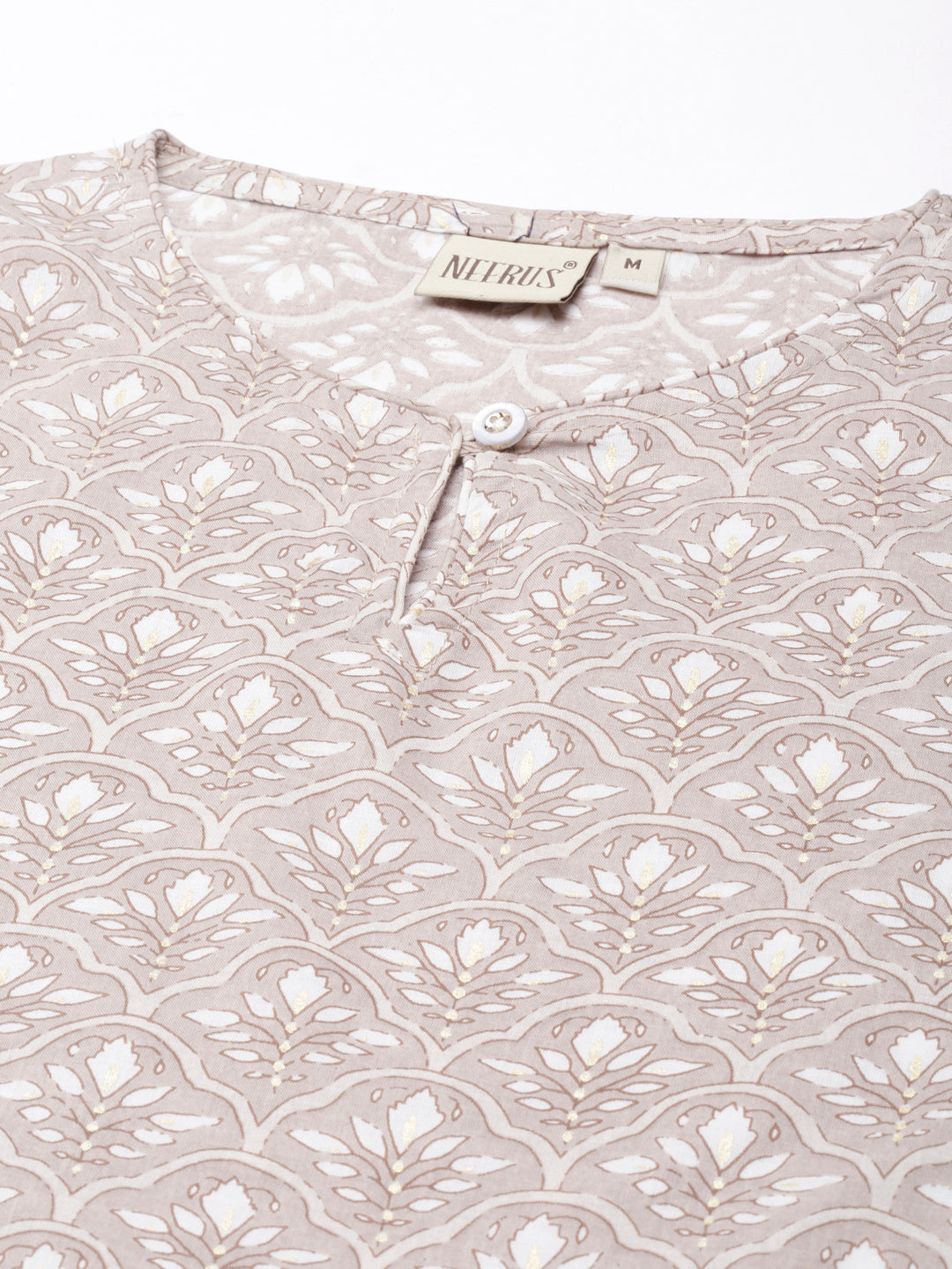 Neerus Brown Straight Casual Floral Straight Kurtas