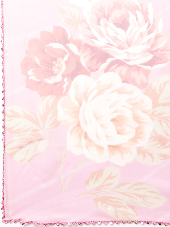 Neerus Pink solid straight suit set with dupatta - detail view 4