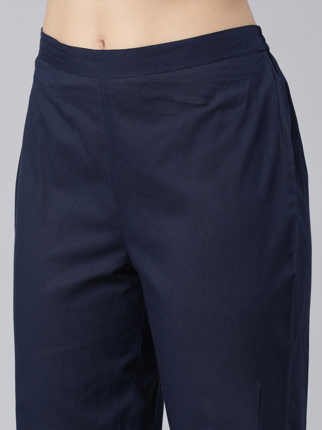Neerus Blue printed straight kurta set with trousers - detail view 4