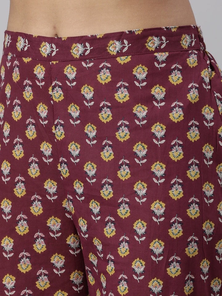 Neerus Purple printed straight suit set - detail view 4