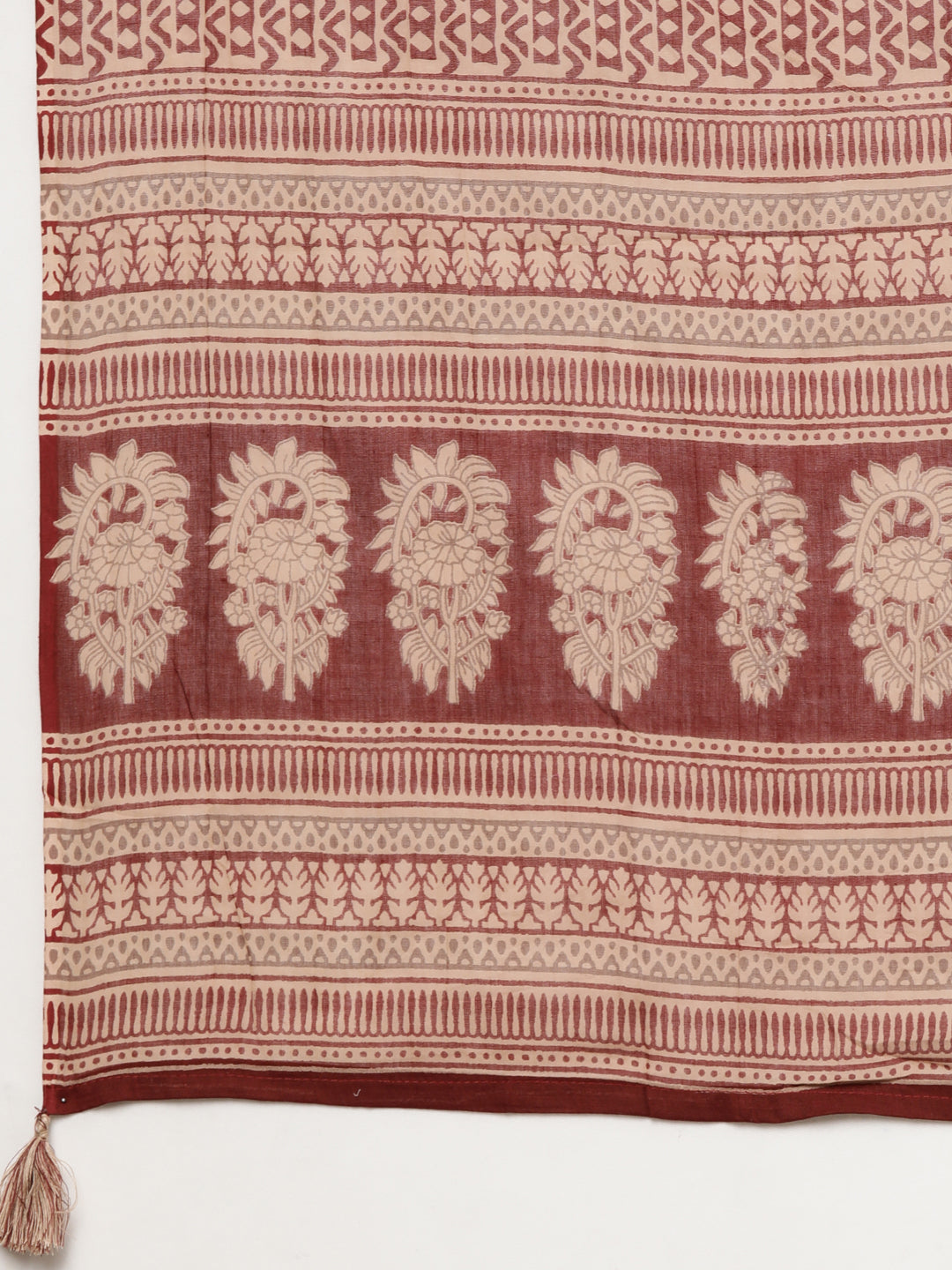 Neerus Maroon printed floral straight suit set - detail view 4