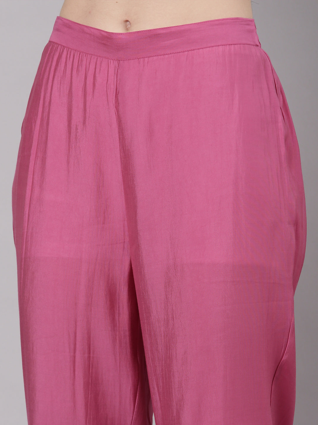 Neerus Pink modal solid kurta set with trouser - detail view 4
