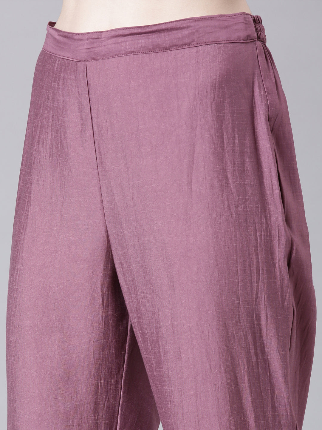 Neerus Purple Solid Straight Kurta and Trousers
