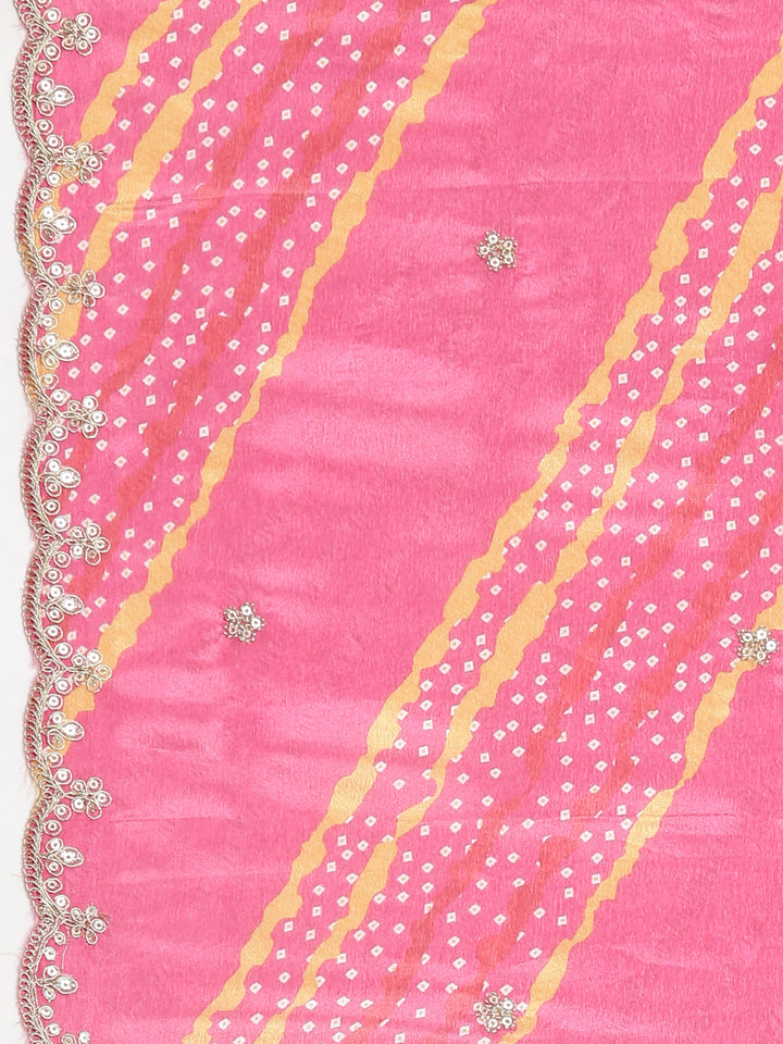 Neerus Pink Solid Straight Kurta and Trousers With Dupatta