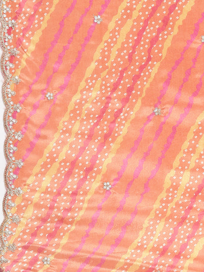 Neerus Orange Solid Straight Kurta and Trousers With Dupatta