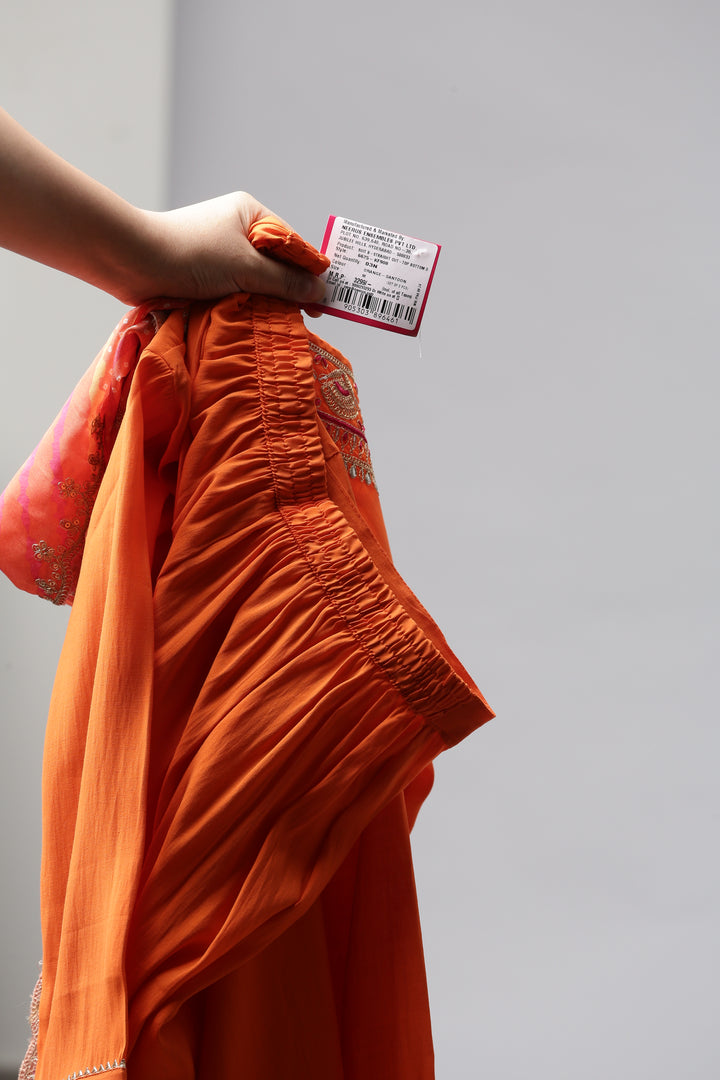 Neerus Orange Shantoon Solid Suit Set - detail view 6