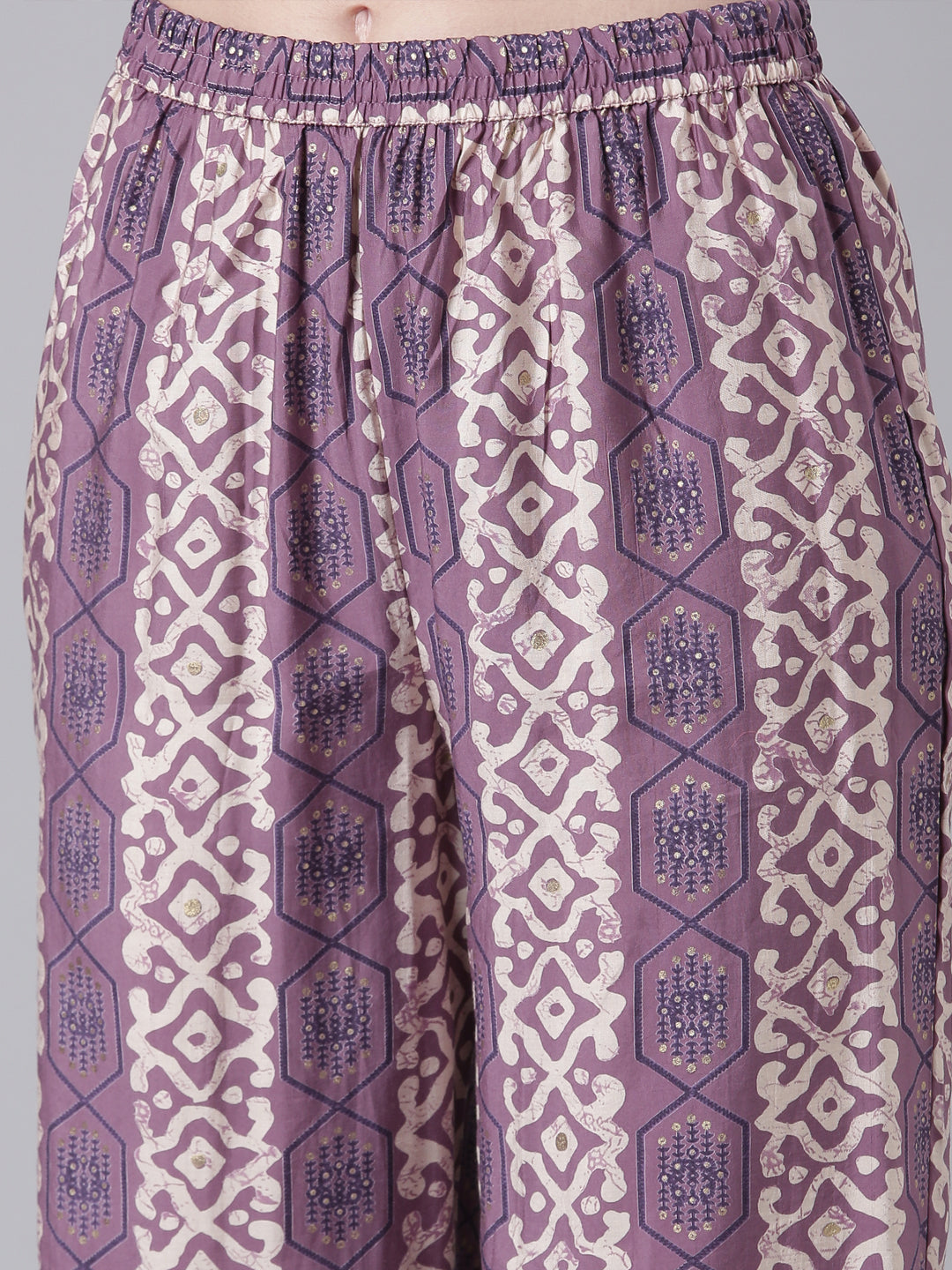 Neerus Purple Solid Straight Kurta and Palazzos
