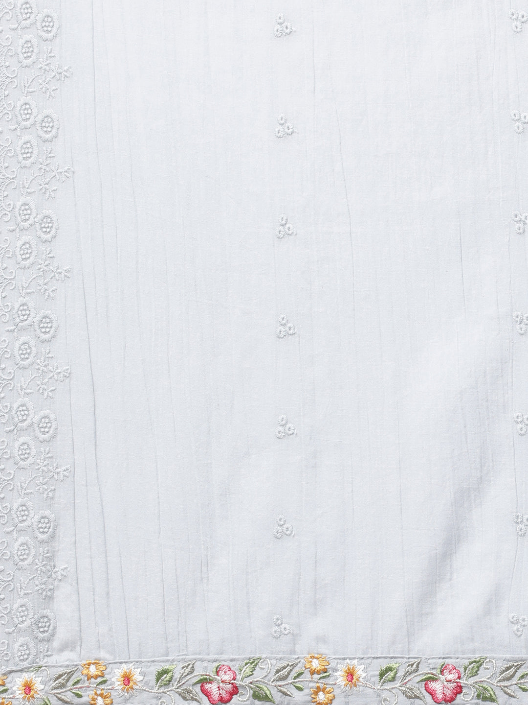 Neerus Grey cotton panelled suit set with dupatta - detail view 5