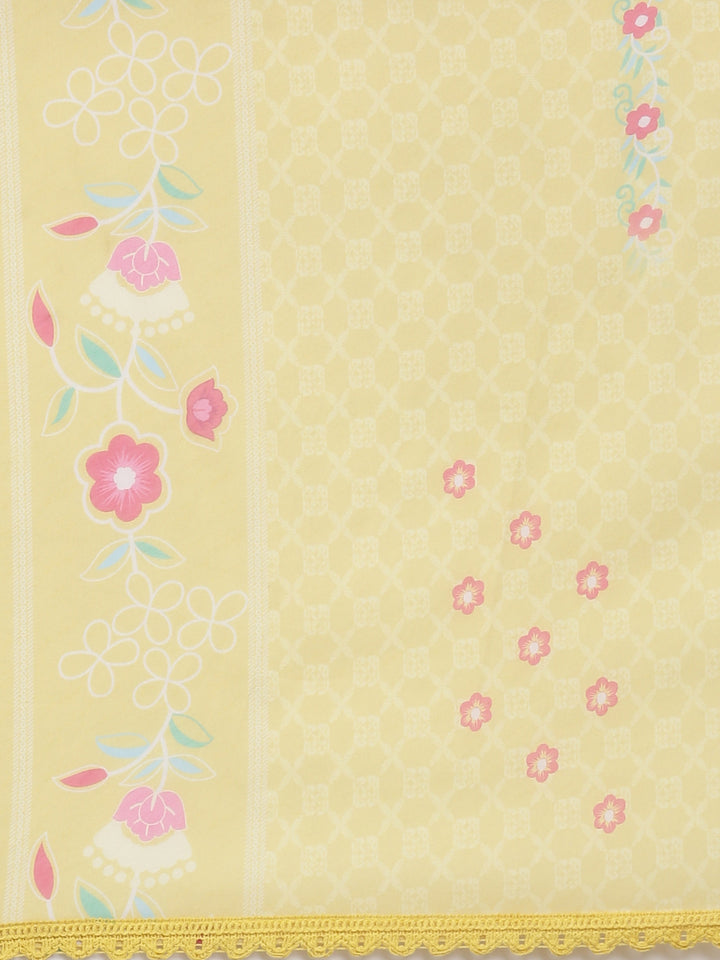 Neerus Yellow Casual  Anarkali Kurta and Trousers With Dupatta