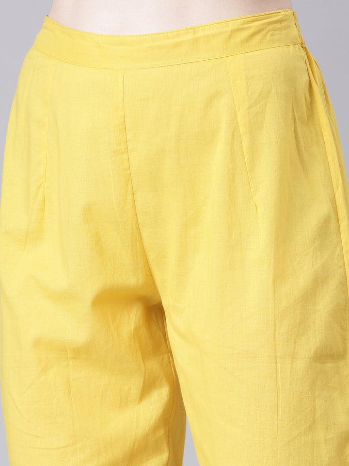 Neerus Yellow Anarkali Kurta and Trousers With Dupatta