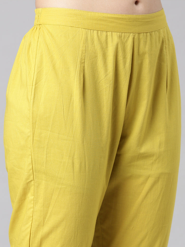 Neerus Green Embroidered Straight Kurta and Trousers With Dupatta