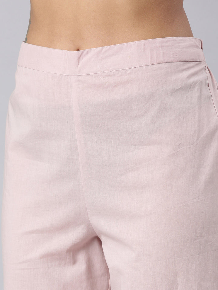 Neerus Pink cotton printed straight suit set - detail view 4